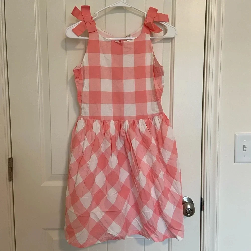 EUC | Carter’s girl’s pink‎ plaid bow strap dress — size 14